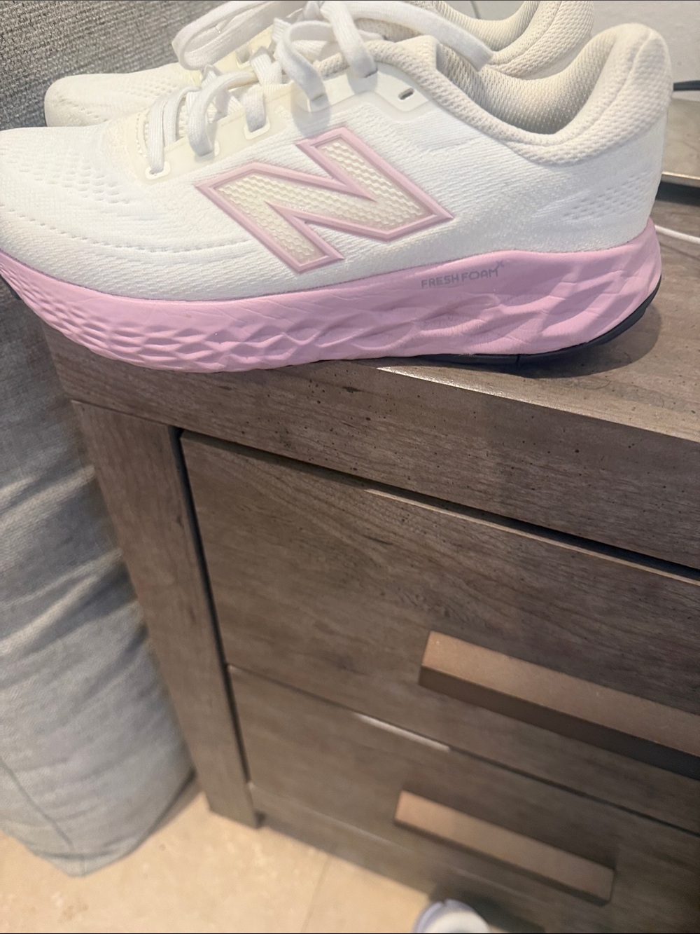 New Balance women White and Pink Fresh Foam Sneakers